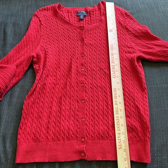 Red Cable Knit Sweater Cardigan Tommy Hilfiger Size XL - Picture 7 of 10